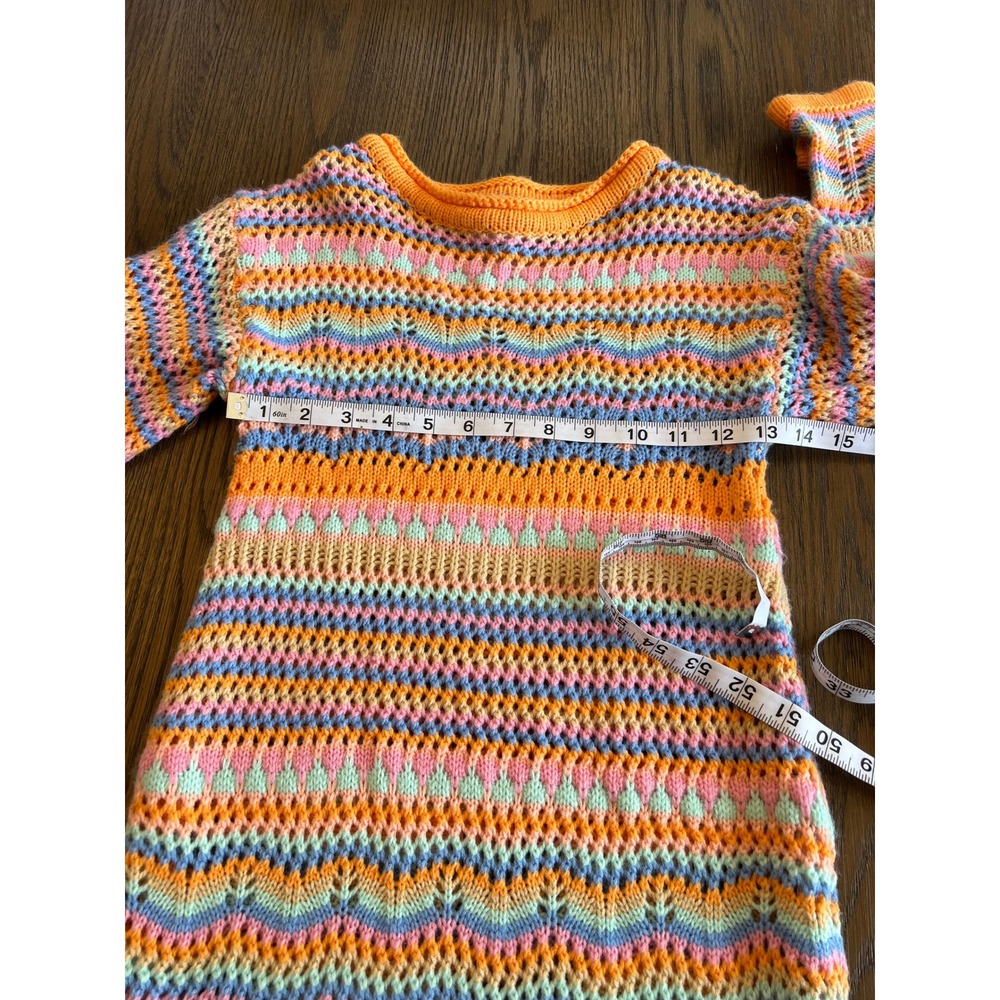 Princess Polly Mini Dress Polyester Open Knit Crochet Boho Orange Multi US 6 - Picture 5 of 9